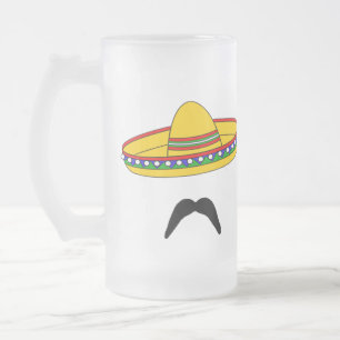 Taza De Cristal Esmerilado Mustache y Sombrero Cinco de Mayo Cerveza