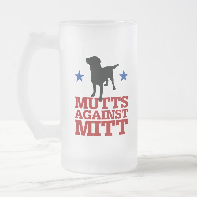Taza De Cristal Esmerilado Mutts contra el mitón (Izquierda)