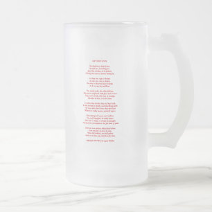 Taza De Cristal Esmerilado MyDeepLovePoemTextRedOnWhite021411