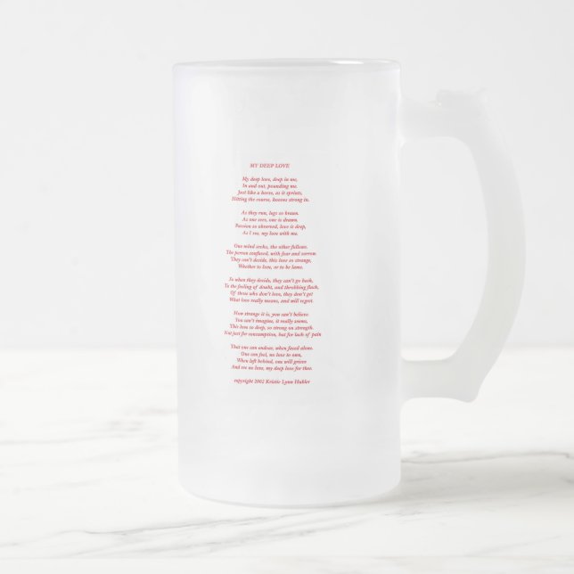 Taza De Cristal Esmerilado MyDeepLovePoemTextRedOnWhite021411 (Derecha)