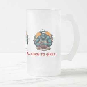 Taza De Cristal Esmerilado Nacido para ser el maestro de la parrilla G'rill D
