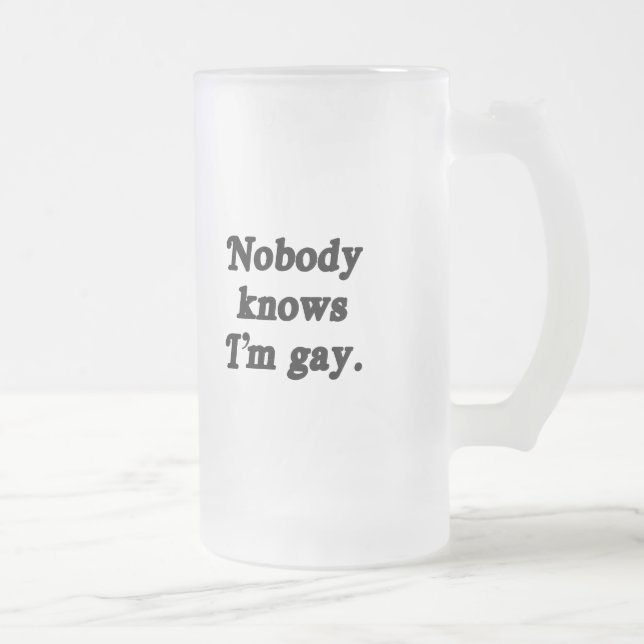 Taza De Cristal Esmerilado Nadie sabe que soy gay (Derecha)