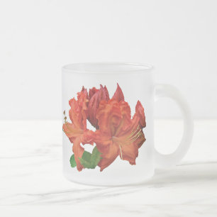 Taza De Cristal Esmerilado Naranja Azalea Blossoms