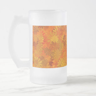 Taza De Cristal Esmerilado Naranja Daisies