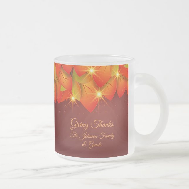 Taza De Cristal Esmerilado Naranja de Acción de Gracias Coincidiendo con el n (Derecha)