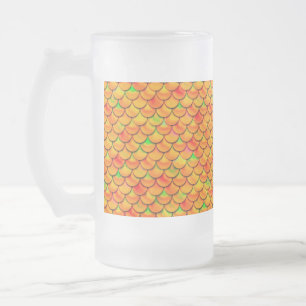 Taza De Cristal Esmerilado Naranja de caída y escalas verdes