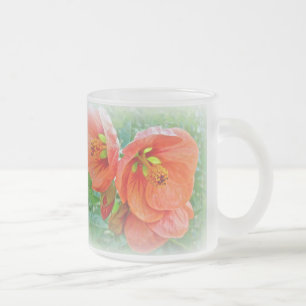 Taza De Cristal Esmerilado Naranja Hibiscus Flowers