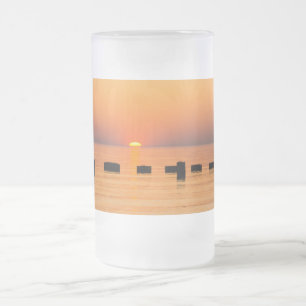 Taza De Cristal Esmerilado Naranja Lake Sunrise Frost Mug