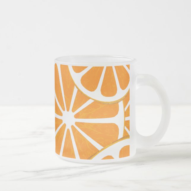 Taza De Cristal Esmerilado naranjas. (Derecha)