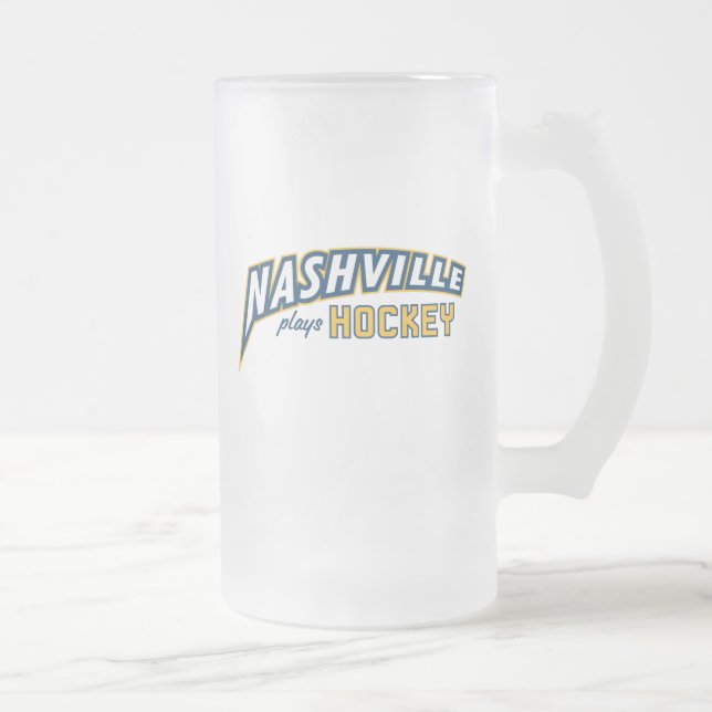Taza De Cristal Esmerilado Nashville Juega Hockey Sobre Glass Mug (Derecha)