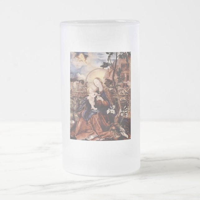 TAZA DE CRISTAL ESMERILADO NATIVIDAD CON LILLAS BLANCAS - MAGIA DE NAVIDADES (Centro)