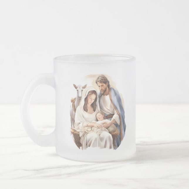 Taza De Cristal Esmerilado Natividad de vidrio escarpado Niño Jesús Mug (Izquierda)