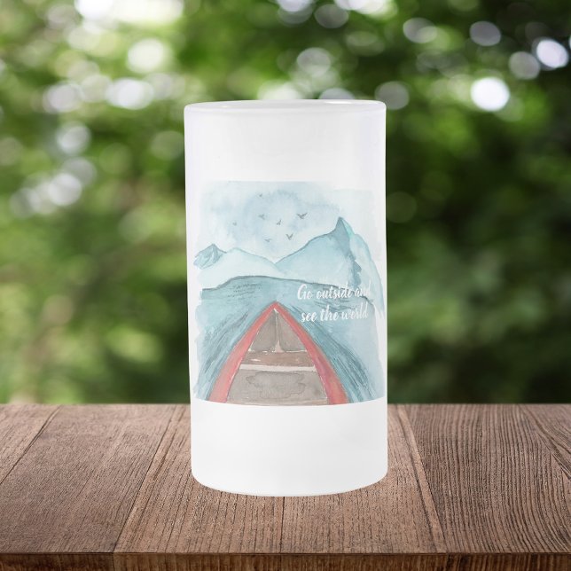 Taza De Cristal Esmerilado Naturaleza acuarela moderna Véase La Cita Mundial (Subido por el creador)
