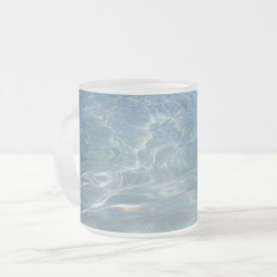 Taza De Cristal Esmerilado Naturaleza azul del Resumen del Agua del Caribe