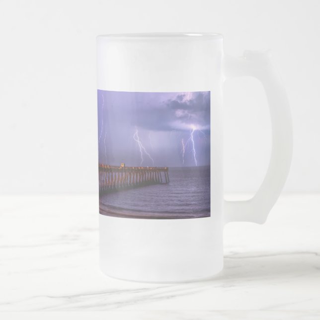 Taza De Cristal Esmerilado Navarre Florida Lightning Storm Frosted Glass Beer (Derecha)