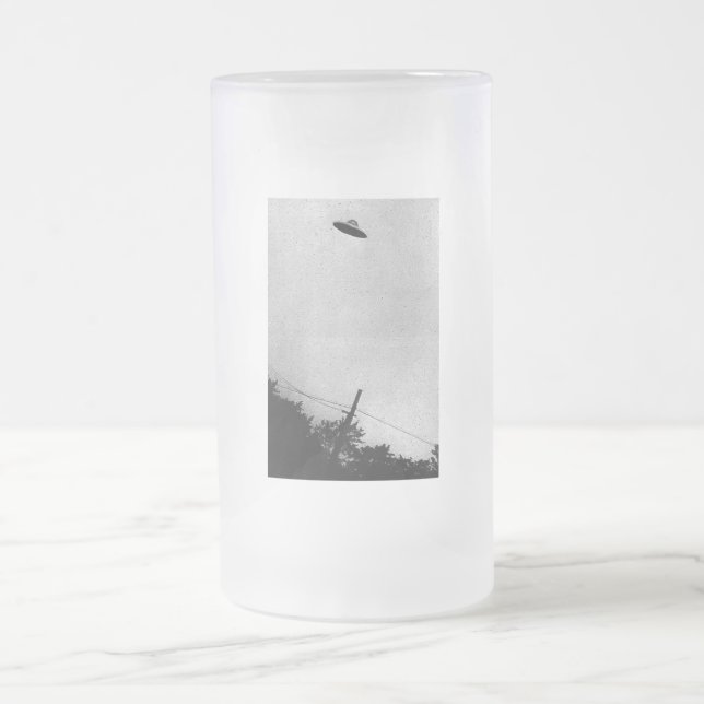 Taza De Cristal Esmerilado Nave espacial extraterrestre alienígena UFO Top Se (Centro)