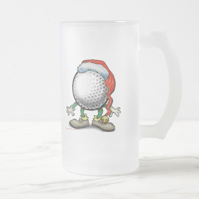 Taza De Cristal Esmerilado Navidad del golf (Derecha)