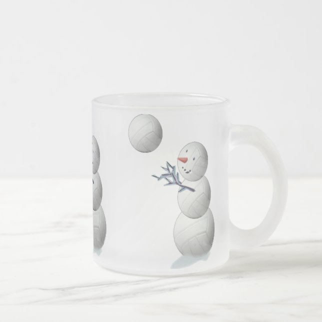 Taza De Cristal Esmerilado Navidad del muñeco de nieve del voleibol (Derecha)