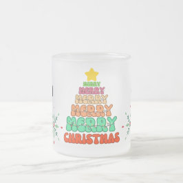 Taza De Cristal Esmerilado Navidad Feliz personalizada