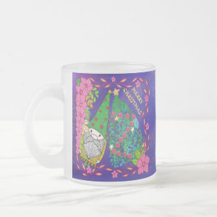 TAZA DE CRISTAL ESMERILADO NAVIDAD FEROSA PERSONALIZADA CON ÁRBOL DE GNOME XM