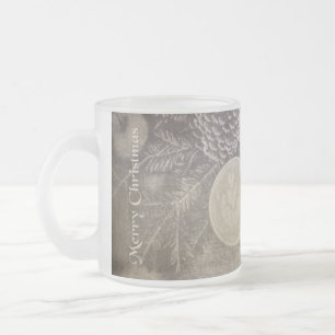 Taza De Cristal Esmerilado Navidad Vintage Café y Galletas