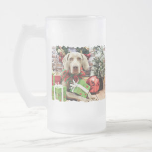 Taza De Cristal Esmerilado Navidad - Weimaraner - Lucy
