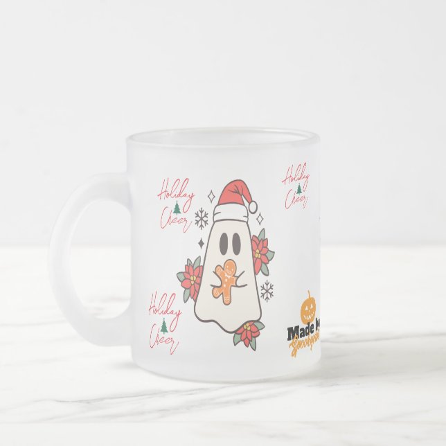 Taza De Cristal Esmerilado Navidades amables Ghost Mug | Pan de jengibre y P  (Izquierda)