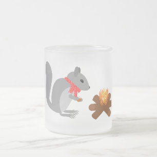 Taza De Cristal Esmerilado Navidades ardillas asando hazellanas en incendio d