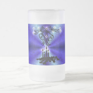 Taza De Cristal Esmerilado Navidades Artdeco en arcoiris verde azul
