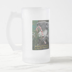 Taza De Cristal Esmerilado Navidades australianos Koala con Candy Cane