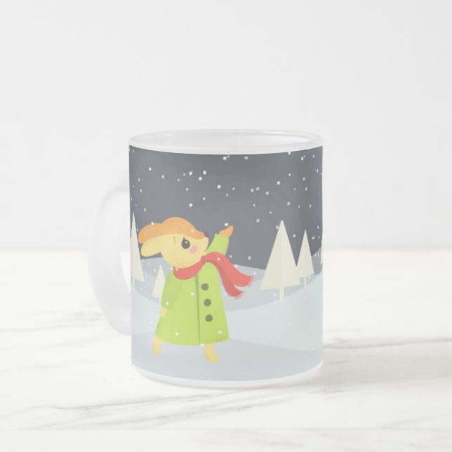 Taza De Cristal Esmerilado Navidades bonitos Bunny y Deer Cute (Anverso izquierdo)