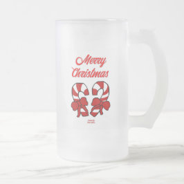 Taza De Cristal Esmerilado Navidades Candy Canes Big Frost Vidrio Mug