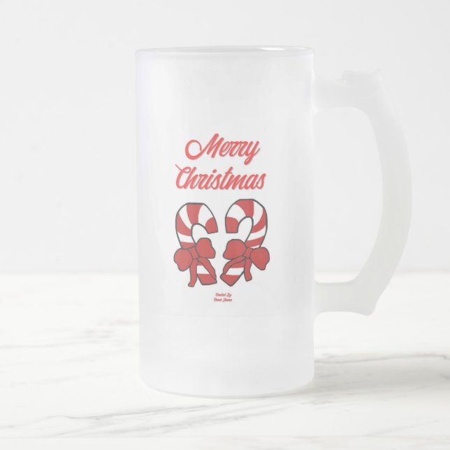 Taza De Cristal Esmerilado Navidades Candy Canes Big Frost Vidrio Mug (Derecha)