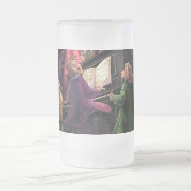 Taza De Cristal Esmerilado Navidades cantando a lo largo (Centro)