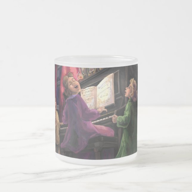 Taza De Cristal Esmerilado Navidades cantando a lo largo (Centro)