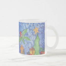 Taza De Cristal Esmerilado Navidades caprichosos saludan la pintura acuarela