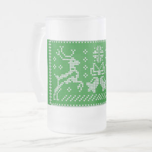 Taza De Cristal Esmerilado Navidades de campanas de jingle con suéter feo ado