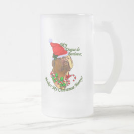 Taza De Cristal Esmerilado Navidades de Dogue de Bordeaux