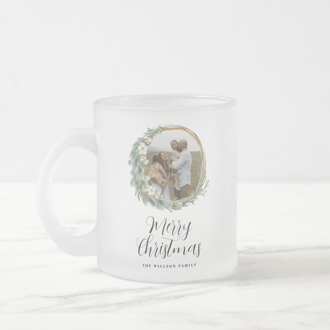 Taza De Cristal Esmerilado Navidades de fotografía modernos mínimos guión ele (Izquierda)