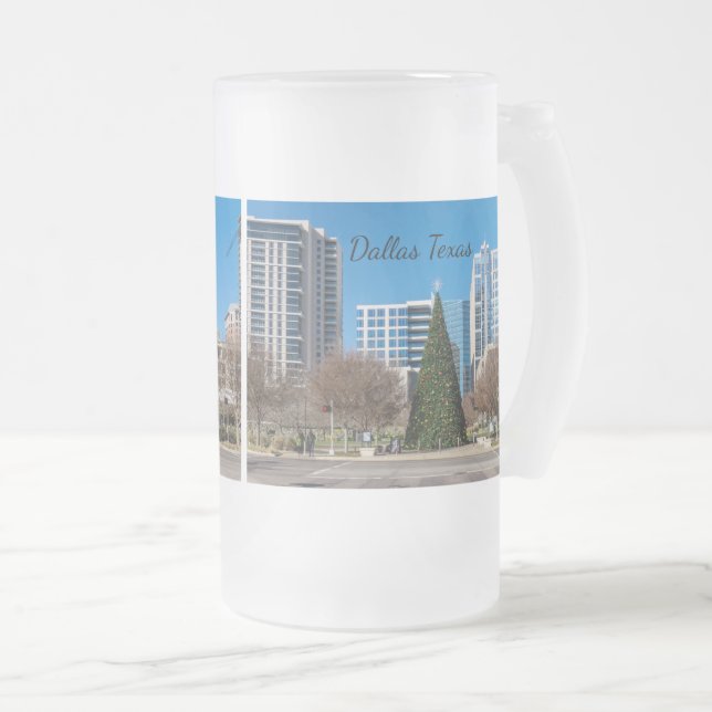 Taza De Cristal Esmerilado Navidades de Klyde Warren Dallas Frost Glass Beer  (Anverso derecho)