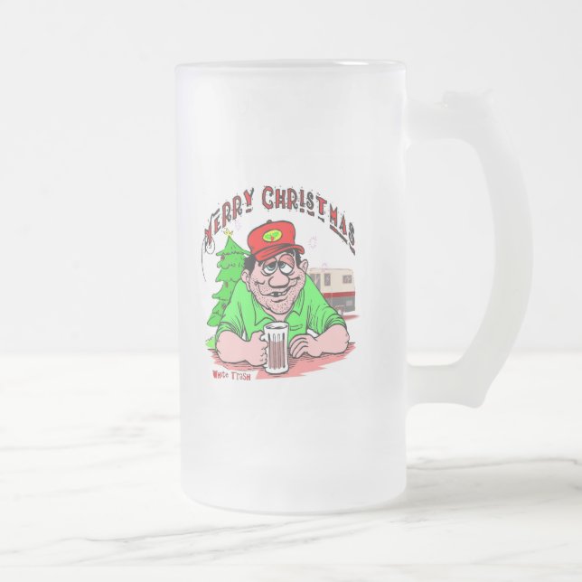 Taza De Cristal Esmerilado Navidades de la basura blanca, (Derecha)