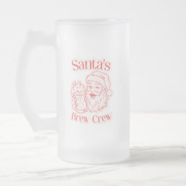 Taza De Cristal Esmerilado Navidades de la tripulación de brew de Santa María