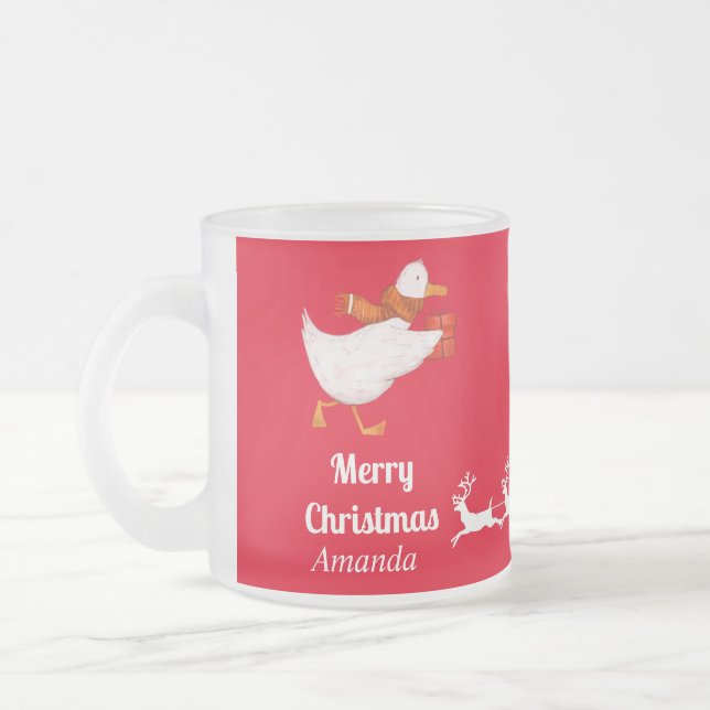 Taza De Cristal Esmerilado Navidades de pato (Izquierda)
