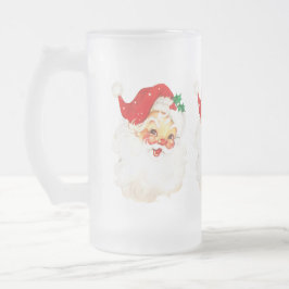 Taza De Cristal Esmerilado Navidades del Viejo Santa Claus Retro Jolly