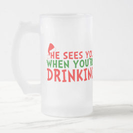 Taza De Cristal Esmerilado Navidades divertidos bebiendo amantes