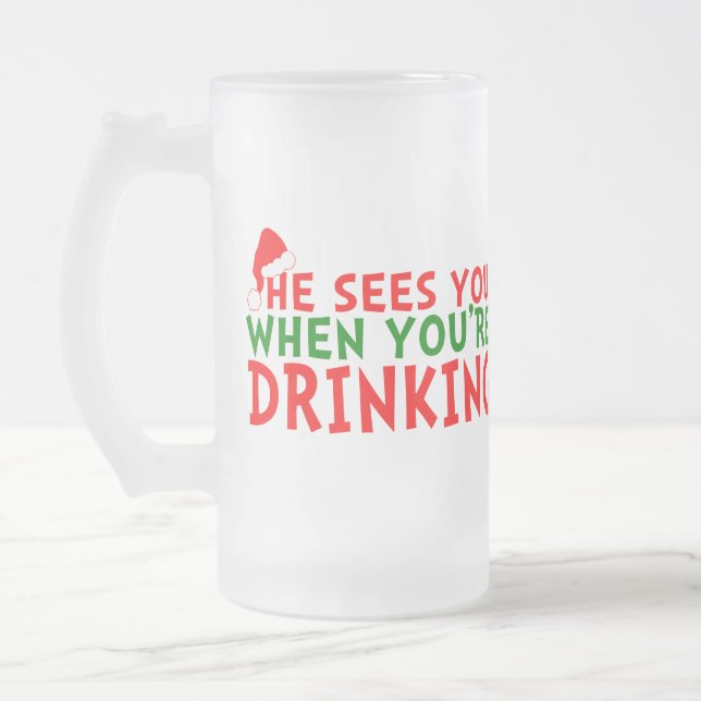 Taza De Cristal Esmerilado Navidades divertidos bebiendo amantes (Izquierda)