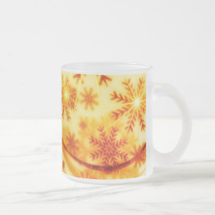 Taza De Cristal Esmerilado Navidades dorados copos de nieve