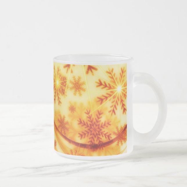 Taza De Cristal Esmerilado Navidades dorados copos de nieve (Derecha)