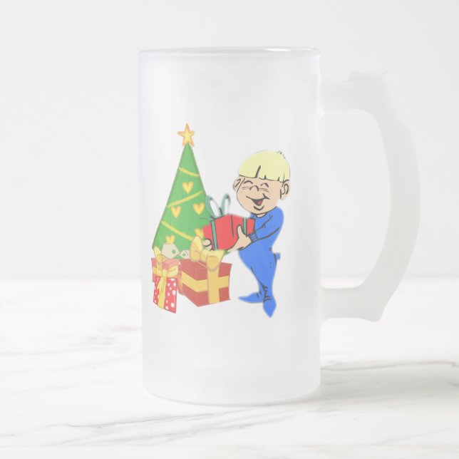 Taza De Cristal Esmerilado Navidades educados por la mañana, Kid Mug (Derecha)