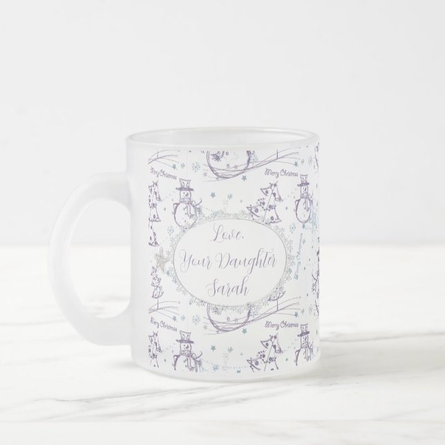 Taza De Cristal Esmerilado Navidades Elementos Snowman Sketch Mug (Izquierda)
